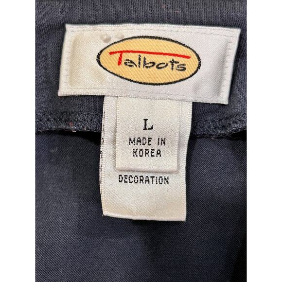 Talbots Navy Blue Embroidered Notched Neck 3/4 Sleeve Tunic Top - Picture 7 of 9